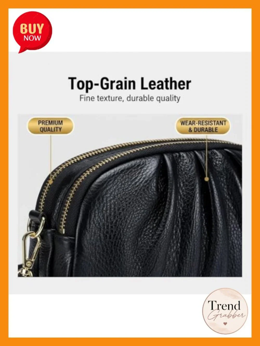 Genuine Leather Crossbody Phone Purse with Triple Compartments